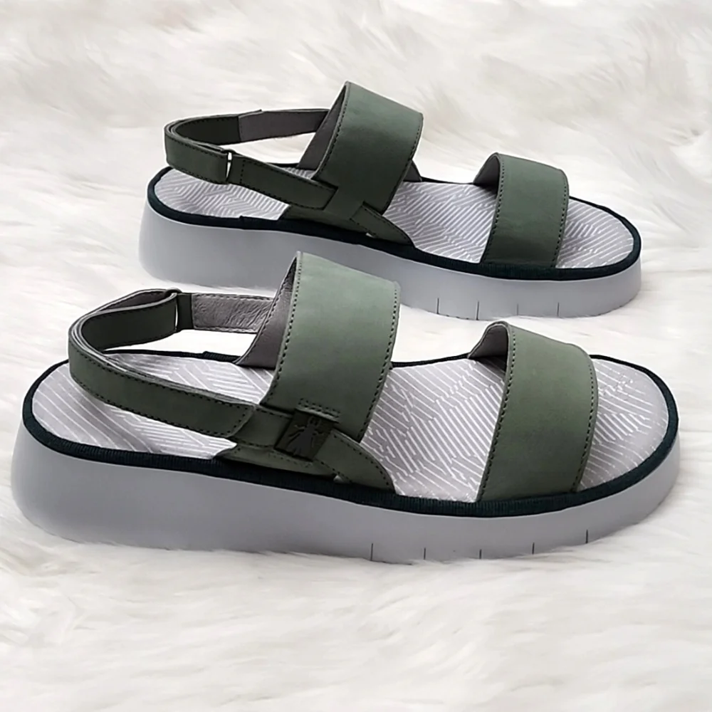 Fly London CURA318FLY Cupido Jade Green Sling-Back Sandals